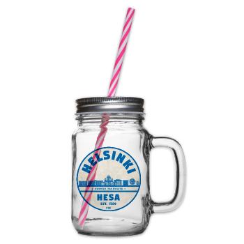 Helsinki Skyline Emblem 1550 - Glass jar with handle and screw cap - clear - Right