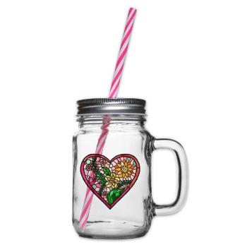 Love Hart Lifde Glasmalerei - Henkelglas mit Schraubdeckel - Klar - Rechts