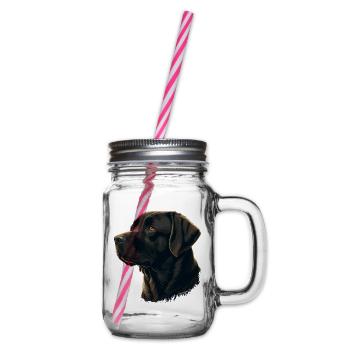 Weich aussehender dunkelbrauner Labrador Retriever - Henkelglas mit Schraubdeckel - Klar - Rechts