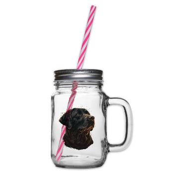 Schöne Labrador Retriever Illustration - Henkelglas mit Schraubdeckel - Klar - Rechts