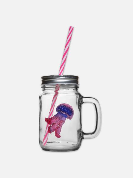 Qualle Viva Magenta unter Wasser MeerestierRiff - Henkelglas mit Schraubdeckel - Klar