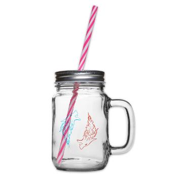 Nordic Wolf FENRIR symmetrisch zweifarbig - Henkelglas mit Schraubdeckel - Klar - Rechts