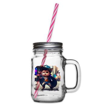 Super Katze - Henkelglas mit Schraubdeckel - Klar - Rechts