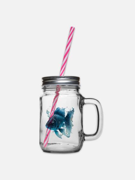 Realistischer Fisch aus Wasser - Henkelglas mit Schraubdeckel - Klar