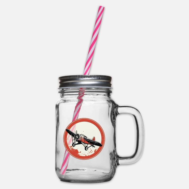 Airplane Retro Propeller - Glass jar with handle and screw cap - clear