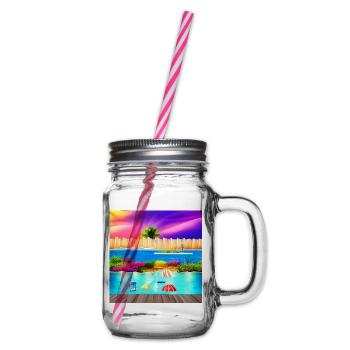 Sonniger Urlaub am Meer - Henkelglas mit Schraubdeckel - Klar - Rechts