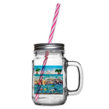 sunny day at sea side - Glass jar with handle and screw cap - clear - Right