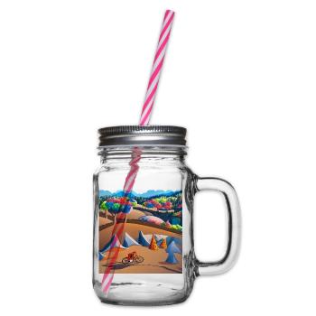 bike in sunny mountains - Glass jar with handle and screw cap - clear - Right