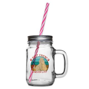 Cute cat and dog - Glass jar with handle and screw cap - clear - Right