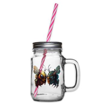 Bees in a futuristic look - Glass jar with handle and screw cap - clear - Right