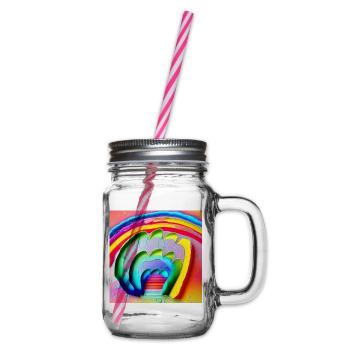 rainbow in sunny rainy day - Glass jar with handle and screw cap - clear - Right