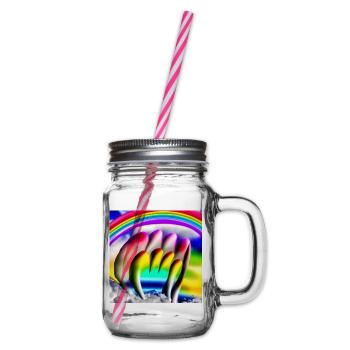rainbow in sunny day - Glass jar with handle and screw cap - clear - Right