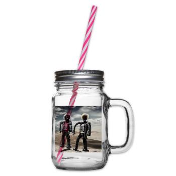 men in cyber world - Glass jar with handle and screw cap - clear - Right
