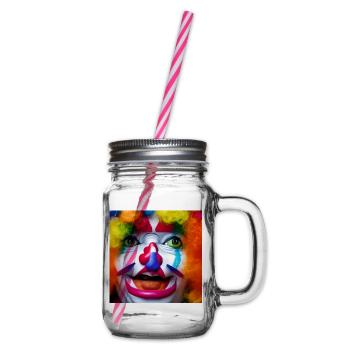 Clown Face - Glass jar with handle and screw cap - clear - Right