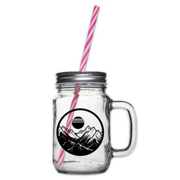Berge Symbol Mountains - Glass jar with handle and screw cap - clear - Right