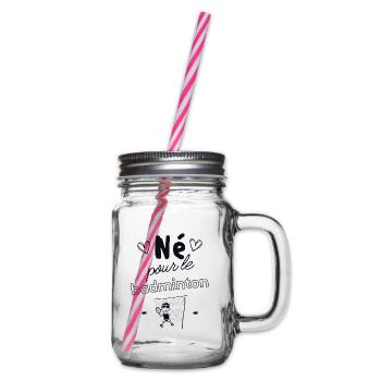 Né pour le badminton - Bocal à boisson - transparent - Droite
