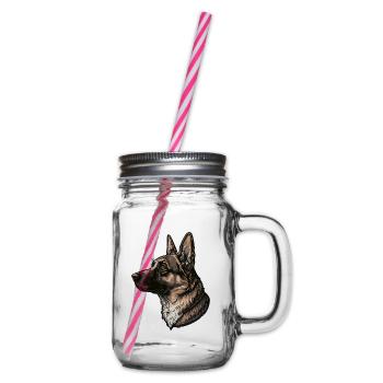 German Shepherd - Glass jar with handle and screw cap - clear - Right