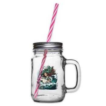 Surfende Sirene - Henkelglas mit Schraubdeckel - Klar - Rechts