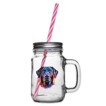 Ein farbenfroher Labrador - Henkelglas mit Schraubdeckel - Klar - Rechts