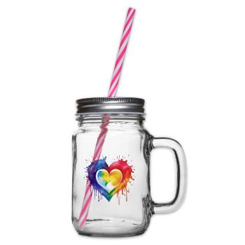 Ein Herz in verschiedenen Farben - Henkelglas mit Schraubdeckel - Klar - Rechts