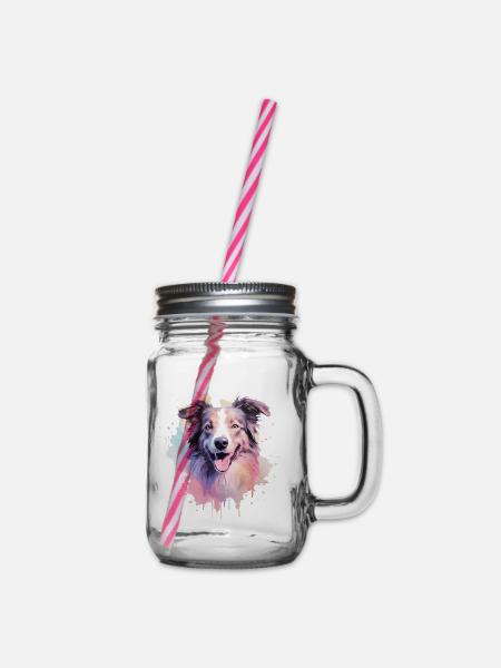 Border Collie - Henkelglas mit Schraubdeckel - Klar