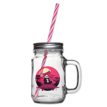 Synthwave eating Panda Japan Sunset - Henkelglas mit Schraubdeckel - Klar - Rechts