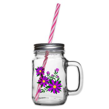 Blütenmuster Blumenranke Margerite Blüte floral - Henkelglas mit Schraubdeckel - Klar - Rechts