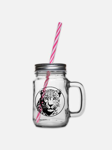 Leopard - Henkelglas mit Schraubdeckel - Klar