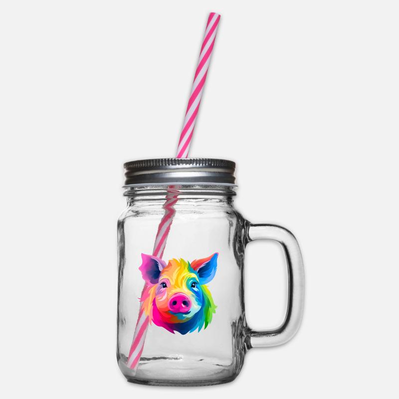 Mignon Tête de Cochon Coloré - Bocal à boisson - transparent