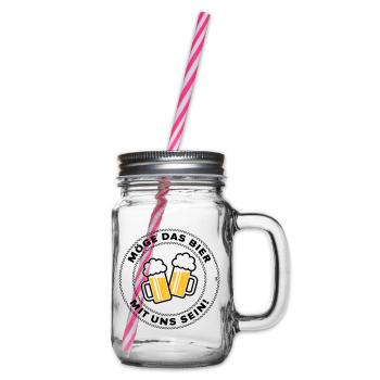 Möge Das Bier Mit Uns Sein! (Spruch / 3C / POS) - Henkelglas mit Schraubdeckel - Klar - Rechts