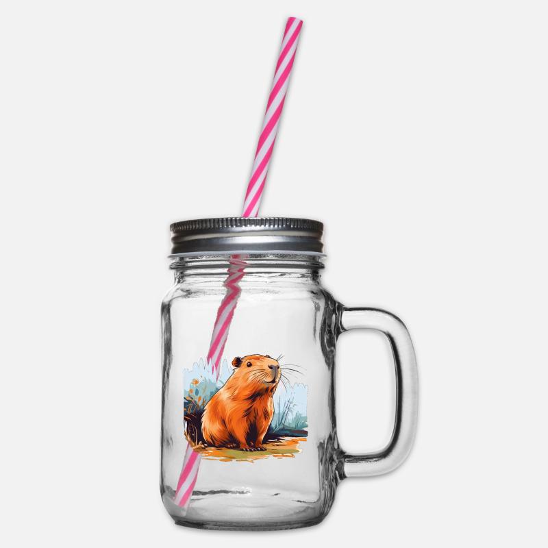 Capybara - Henkelglas mit Schraubdeckel - Klar