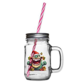 Cadeaux De Noël Monstre Drôle Humour Moche - Bocal à boisson - transparent - Droite
