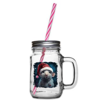 Coole Weihnachtspunk Ratte - Henkelglas mit Schraubdeckel - Klar - Rechts