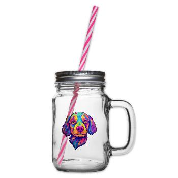 Telomian Hunderasse Cartoon Kawaii Illustration - Henkelglas mit Schraubdeckel - Klar - Rechts