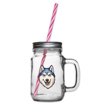 Seppala Sibirischer Schlittenhund Hunderasse Cartoon Kawaii - Henkelglas mit Schraubdeckel - Klar - Rechts