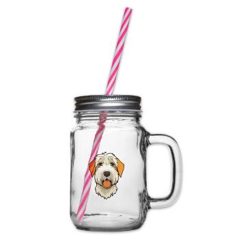Sealyham Terrier Dog Breed Cartoon Kawaii Illustra - Glass jar with handle and screw cap - clear - Right