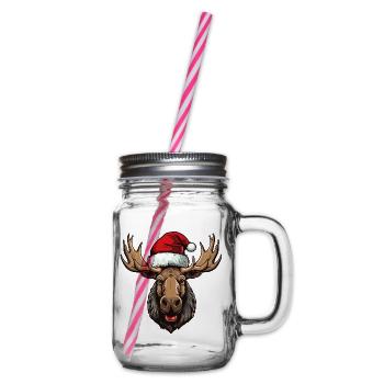 Elch Porträt Weihnachten - Henkelglas mit Schraubdeckel - Klar - Rechts