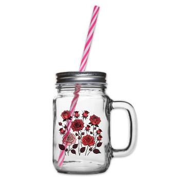 Red Roses - Glass jar with handle and screw cap - clear - Right