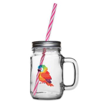 Papagei Niedlich Glücklich Kawaii Cartoon Clipart Tier - Henkelglas mit Schraubdeckel - Klar - Rechts