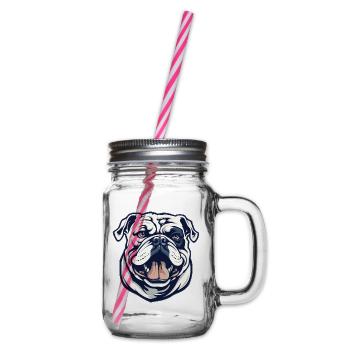 Cool English Bulldog - Glass jar with handle and screw cap - clear - Right