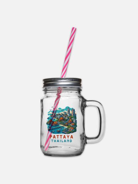 Pattaya Thailand Design - Henkelglas mit Schraubdeckel - Klar