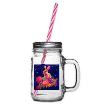 Space-Kaninchen - "hat was genommen" - Henkelglas mit Schraubdeckel - Klar - Rechts