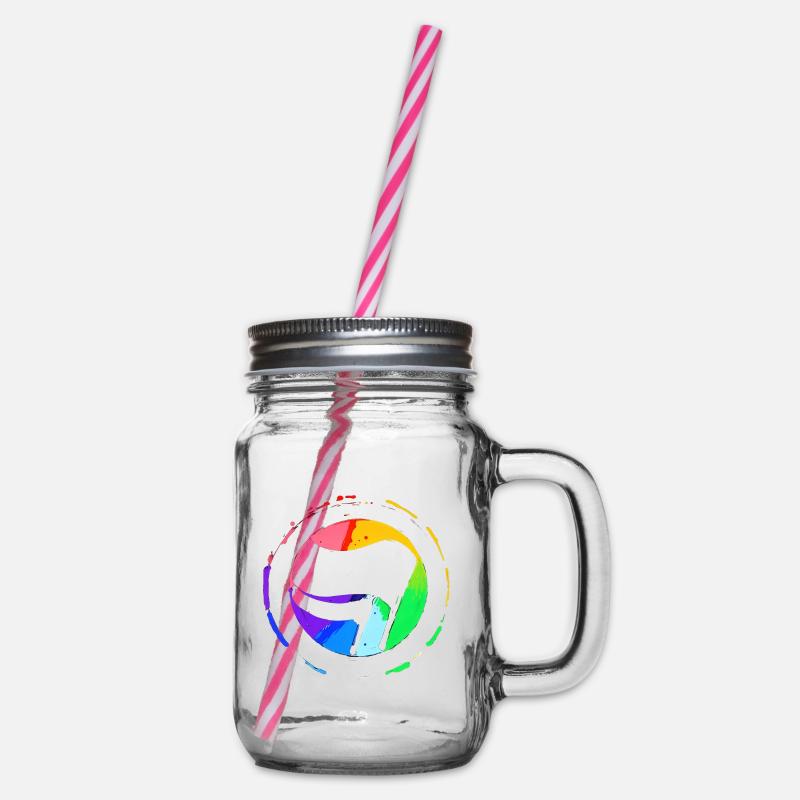Drapeau antifa arc-en-ciel - Bocal à boisson - transparent