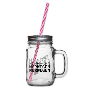 Zerklüftete Feder mit RW-Schriftzug - Henkelglas mit Schraubdeckel - Klar - Rechts
