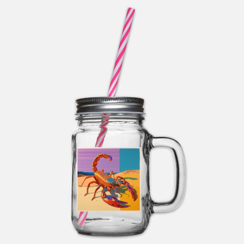 scorpion, bunt, tier, geschenk, geschenkidee - Henkelglas mit Schraubdeckel - Klar