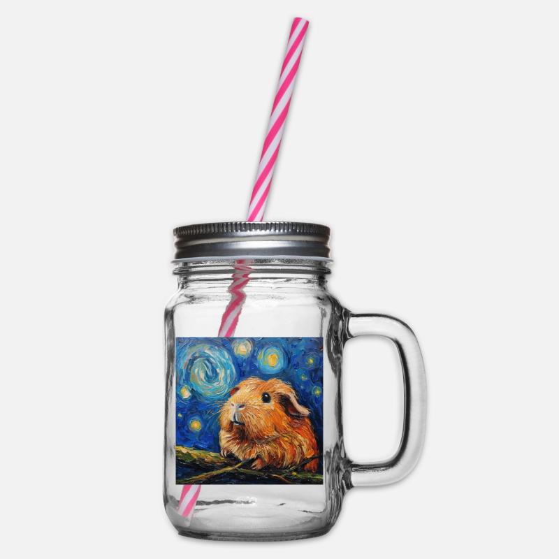 Cochon d’Inde, Animal, Van Gogh, Nuit étoilée - Bocal à boisson - transparent