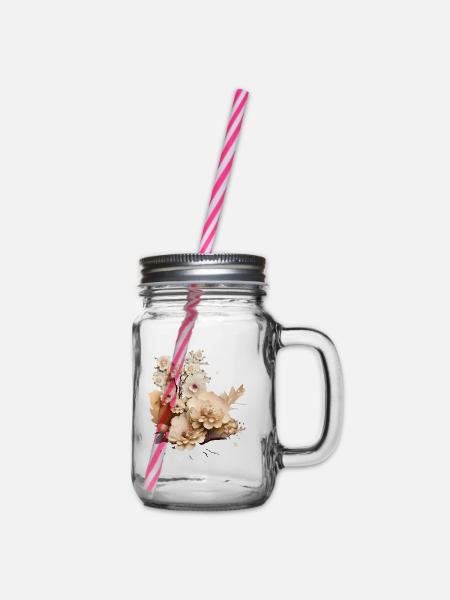 wundervolle Japan Blumen - Henkelglas mit Schraubdeckel - Klar