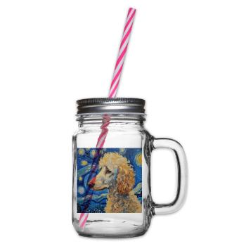 Poodle Van Gogh Gift - Glass jar with handle and screw cap - clear - Right