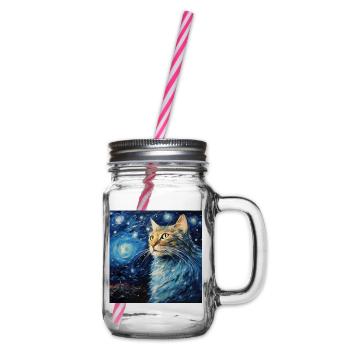 Chat, Motif De Chat, Van Gogh, Nuit Étoilée - Bocal à boisson - transparent - Droite