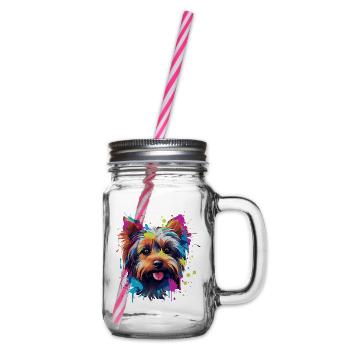 Funny Yorkshire Terrier - Glass jar with handle and screw cap - clear - Right